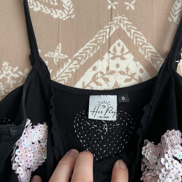 Her Pony BREAKING HEARTS EMBELLISHED MINI DRESS - BLACK - Picture 6 of 7